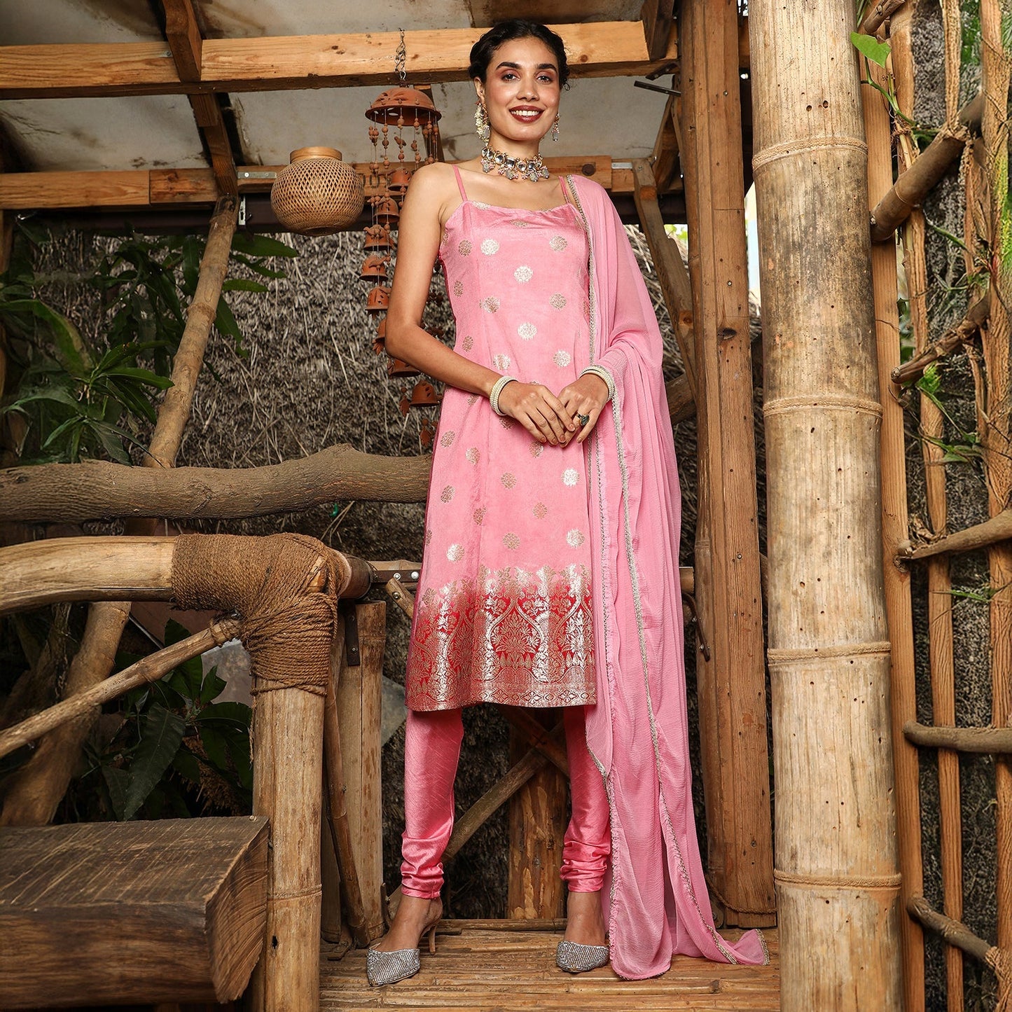 Floral Zari Anarkali Set
