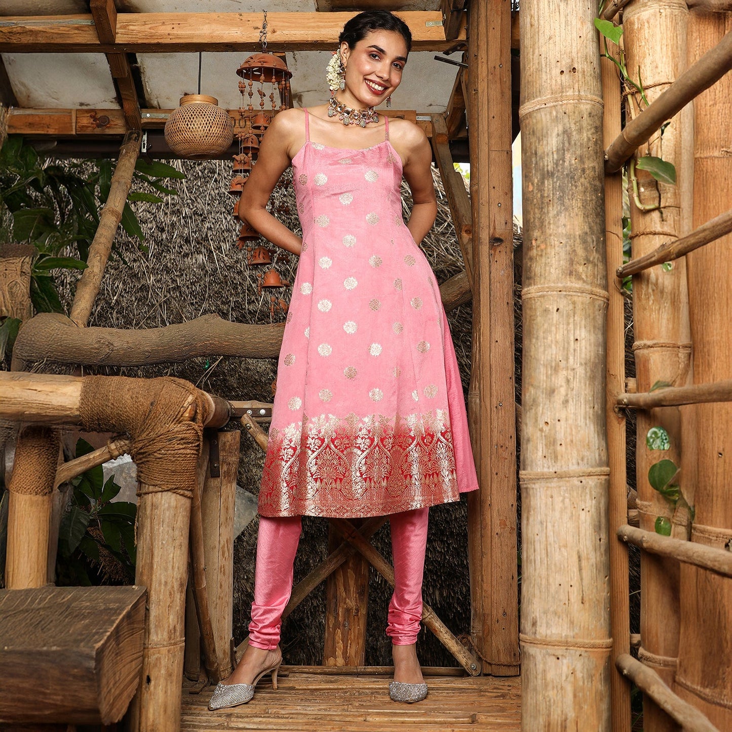 Floral Zari Anarkali Set
