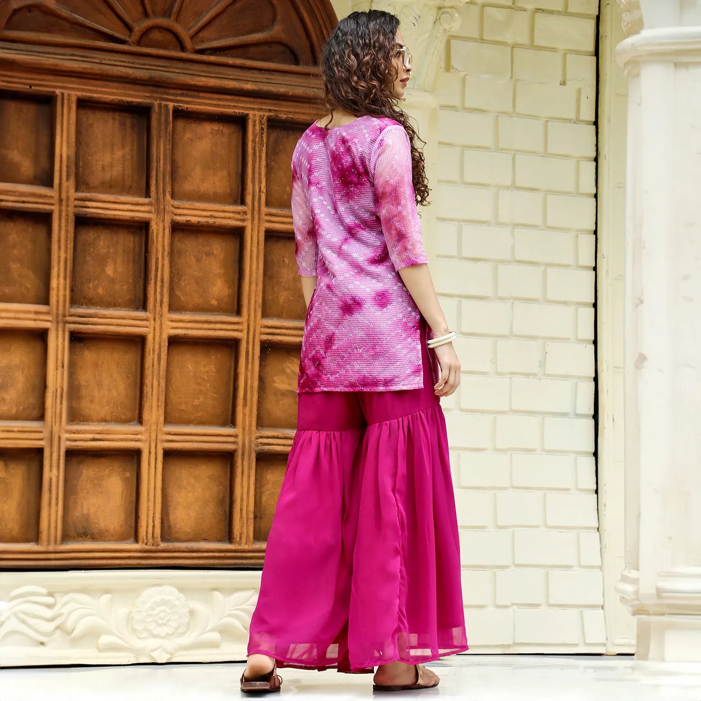 Tie-Dye Kurti With Palazzo And Dupatta