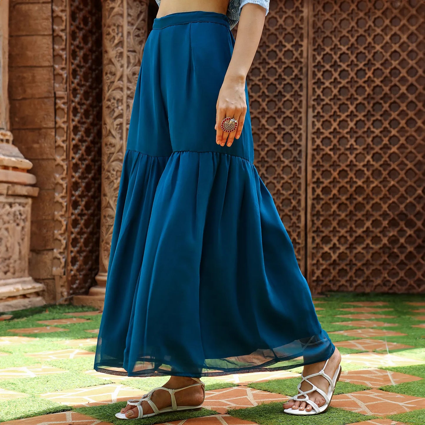 Tie-Dye Kurti With Palazzo And Dupatta