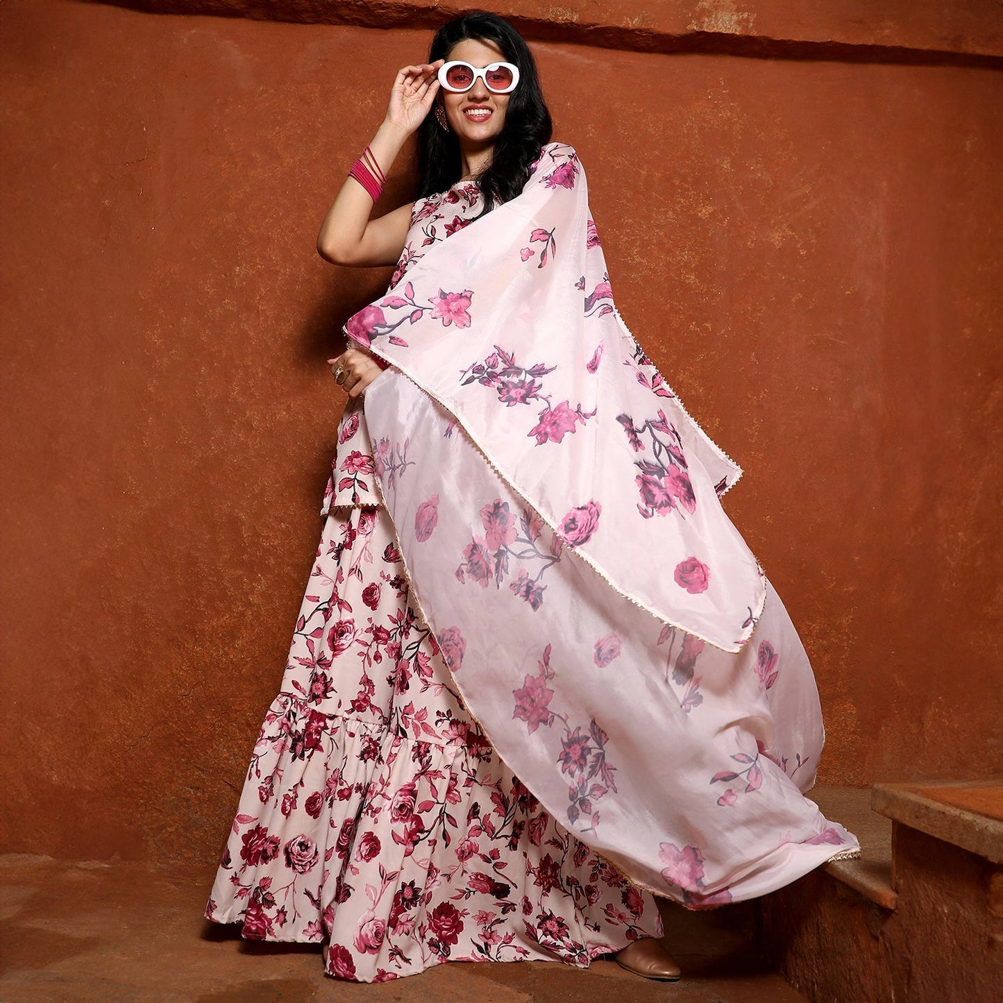 Botanical Kurti And Sharara Set