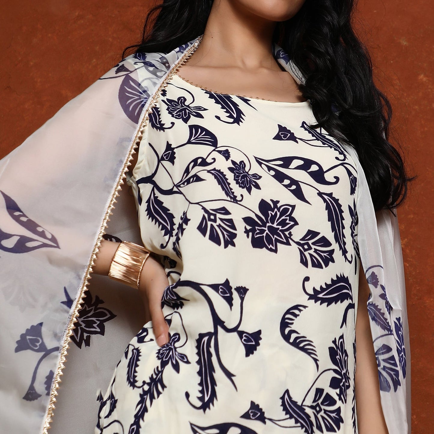 Botanical Kurti And Sharara Set