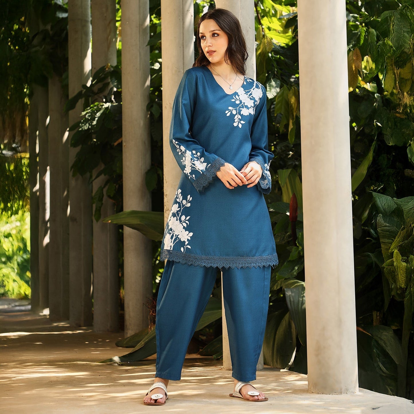 Flora-Block Kurta Set