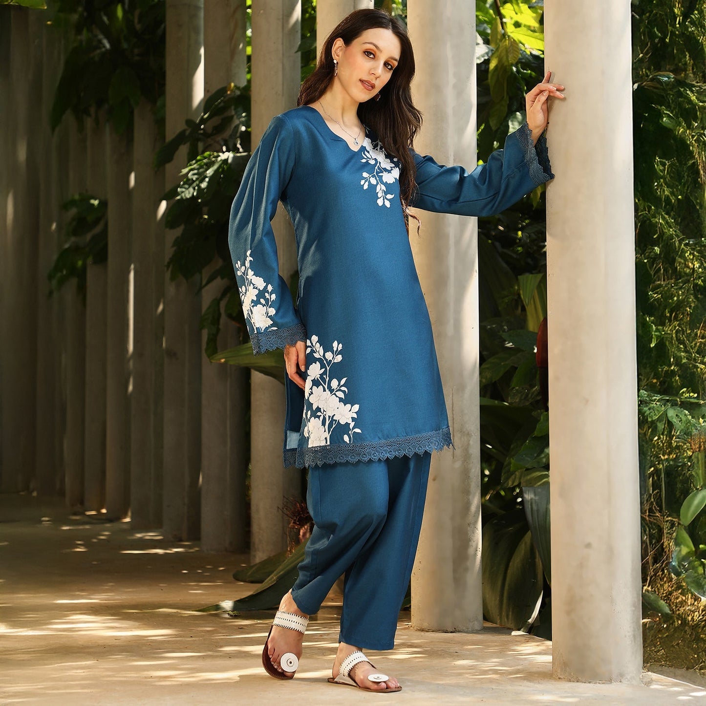 Flora-Block Kurta Set