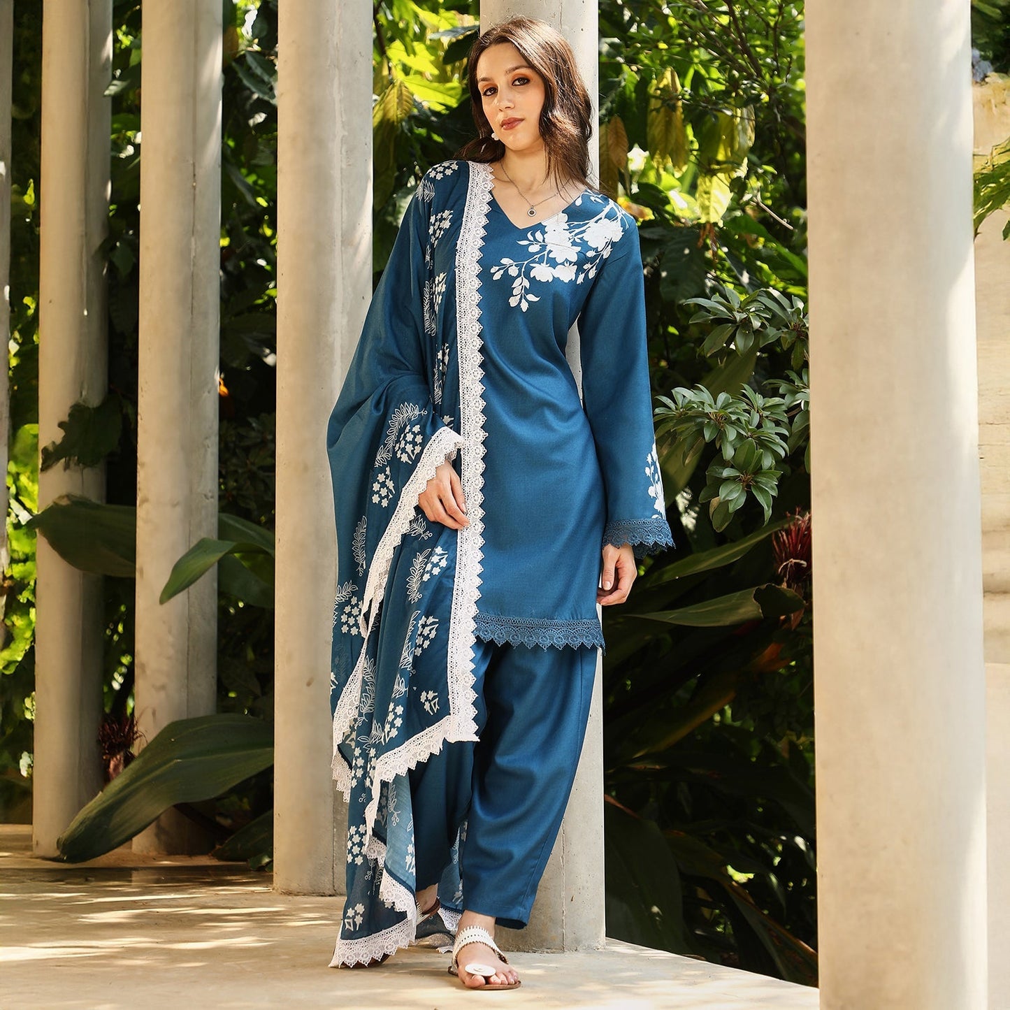 Flora-Block Kurta Set