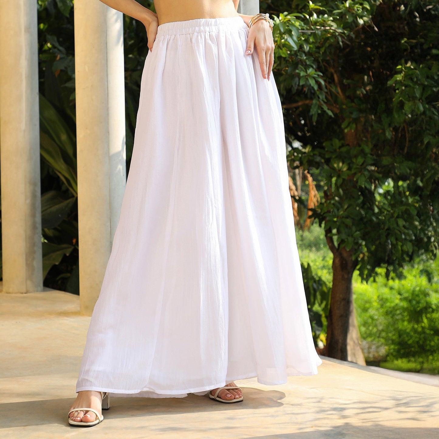Bloom Motif Kurta With Crop Top And Palazzo