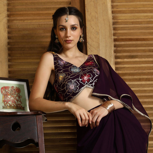 Periwinkle Pre-Draped Saree