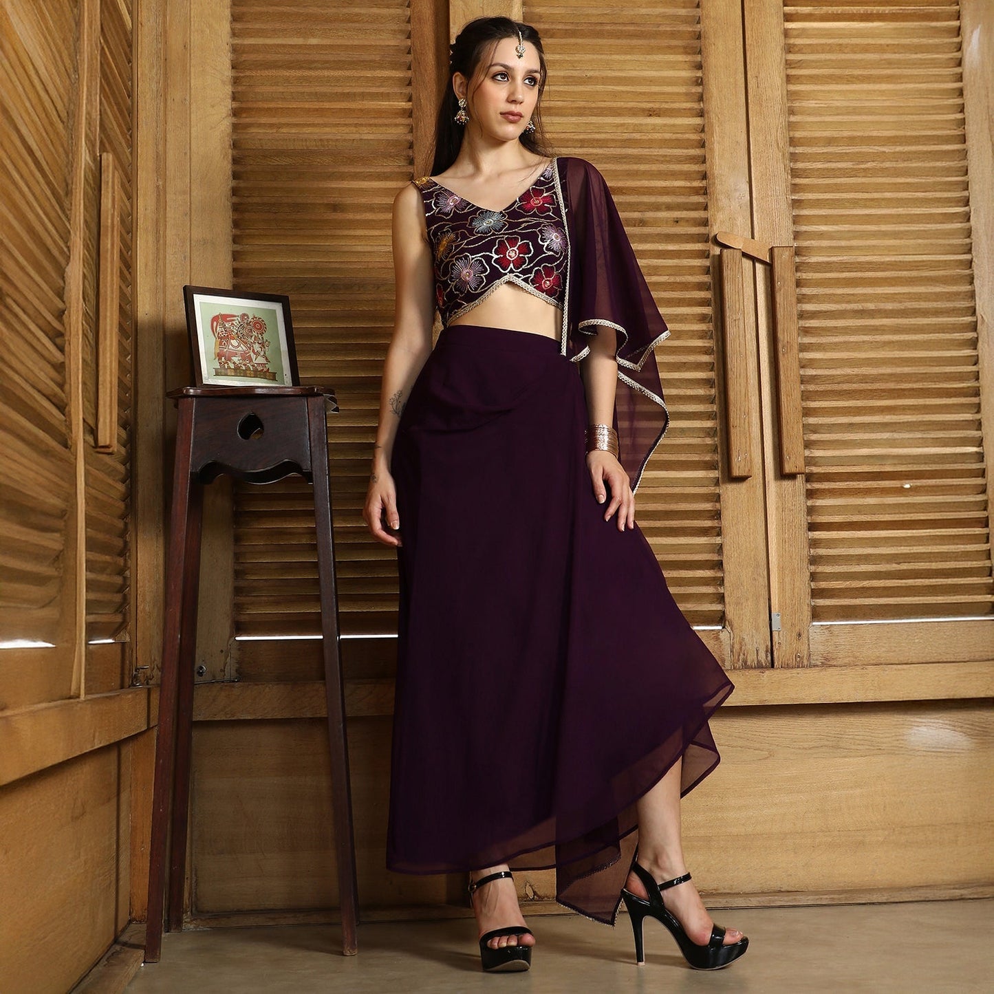Periwinkle Pre-Draped Saree