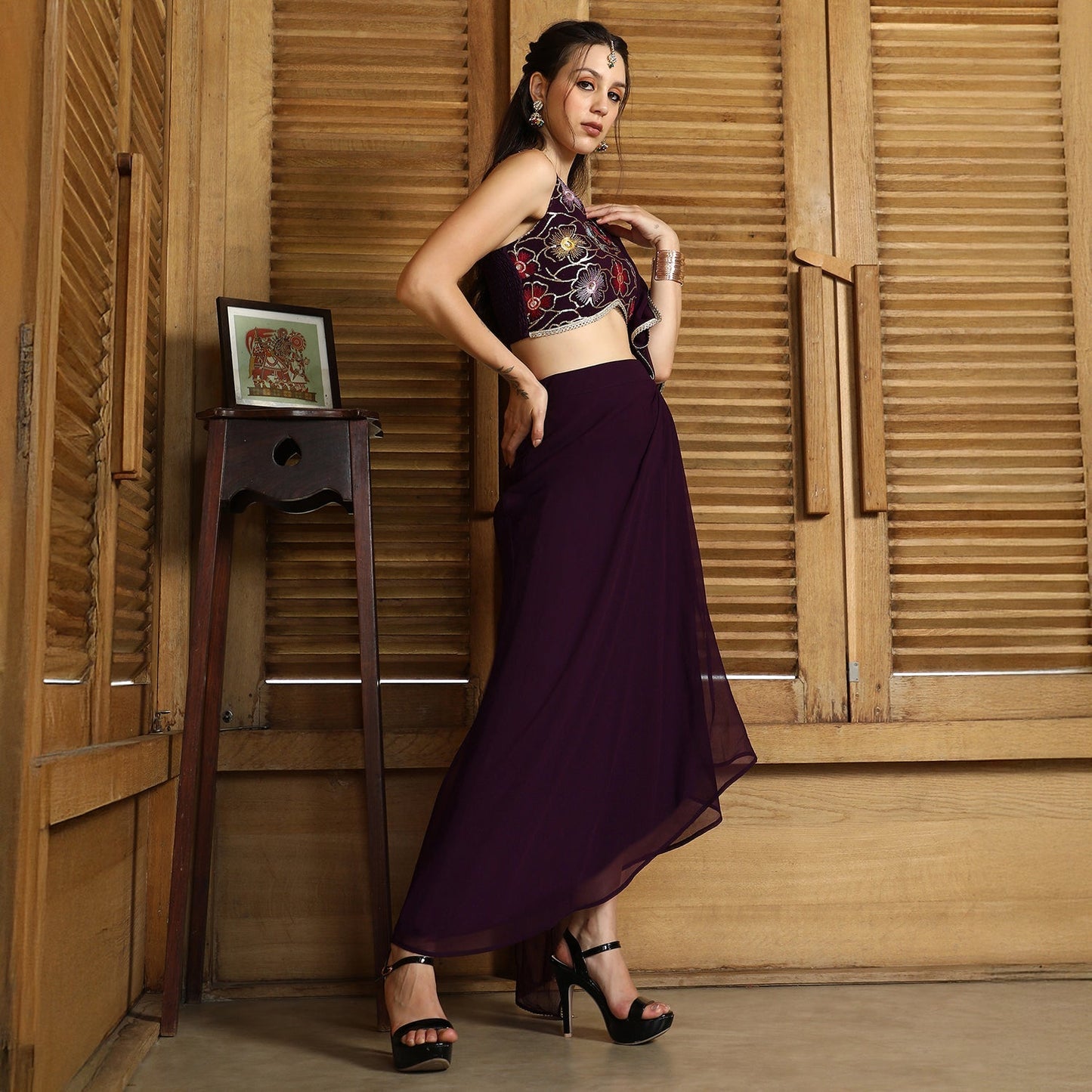 Periwinkle Pre-Draped Saree