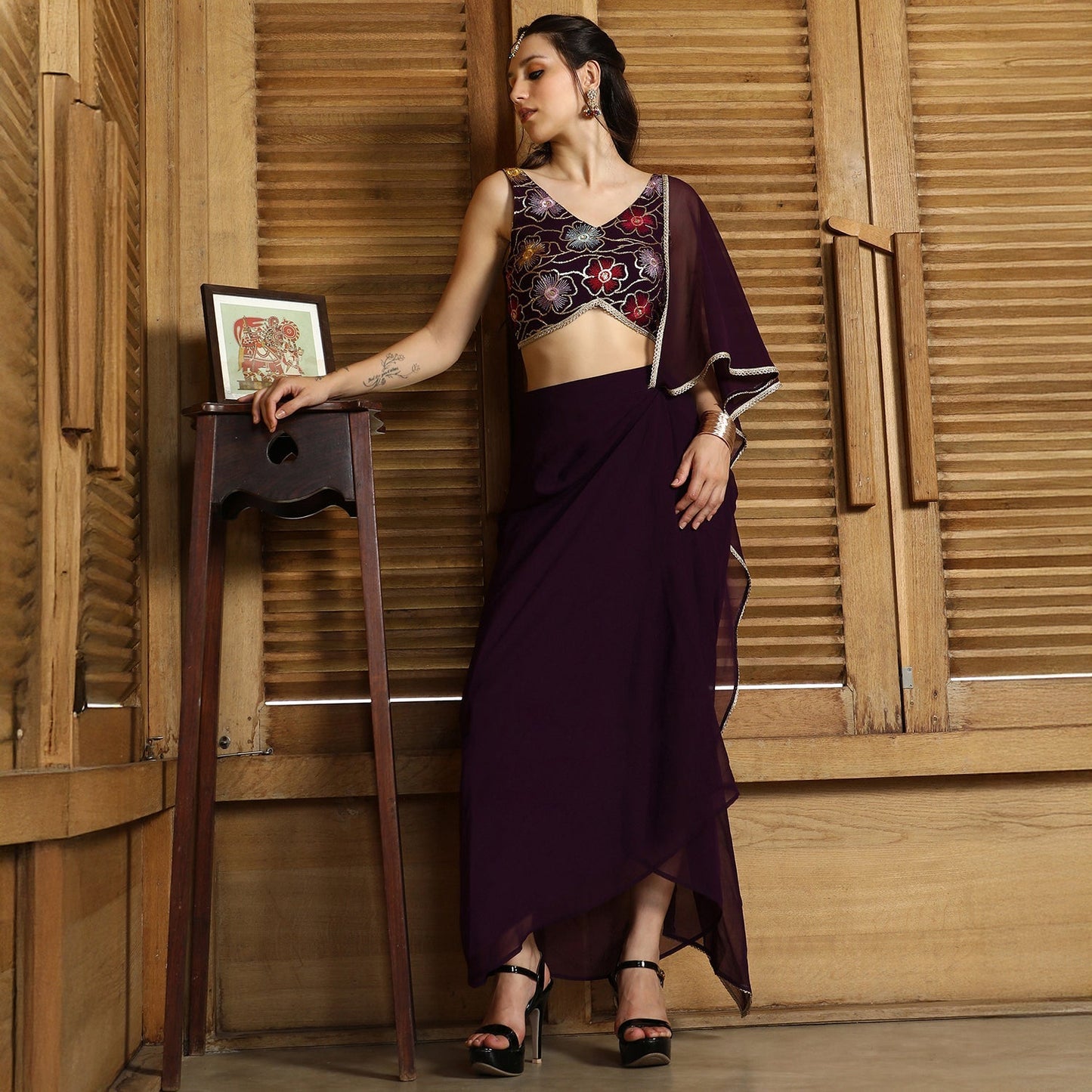 Periwinkle Pre-Draped Saree