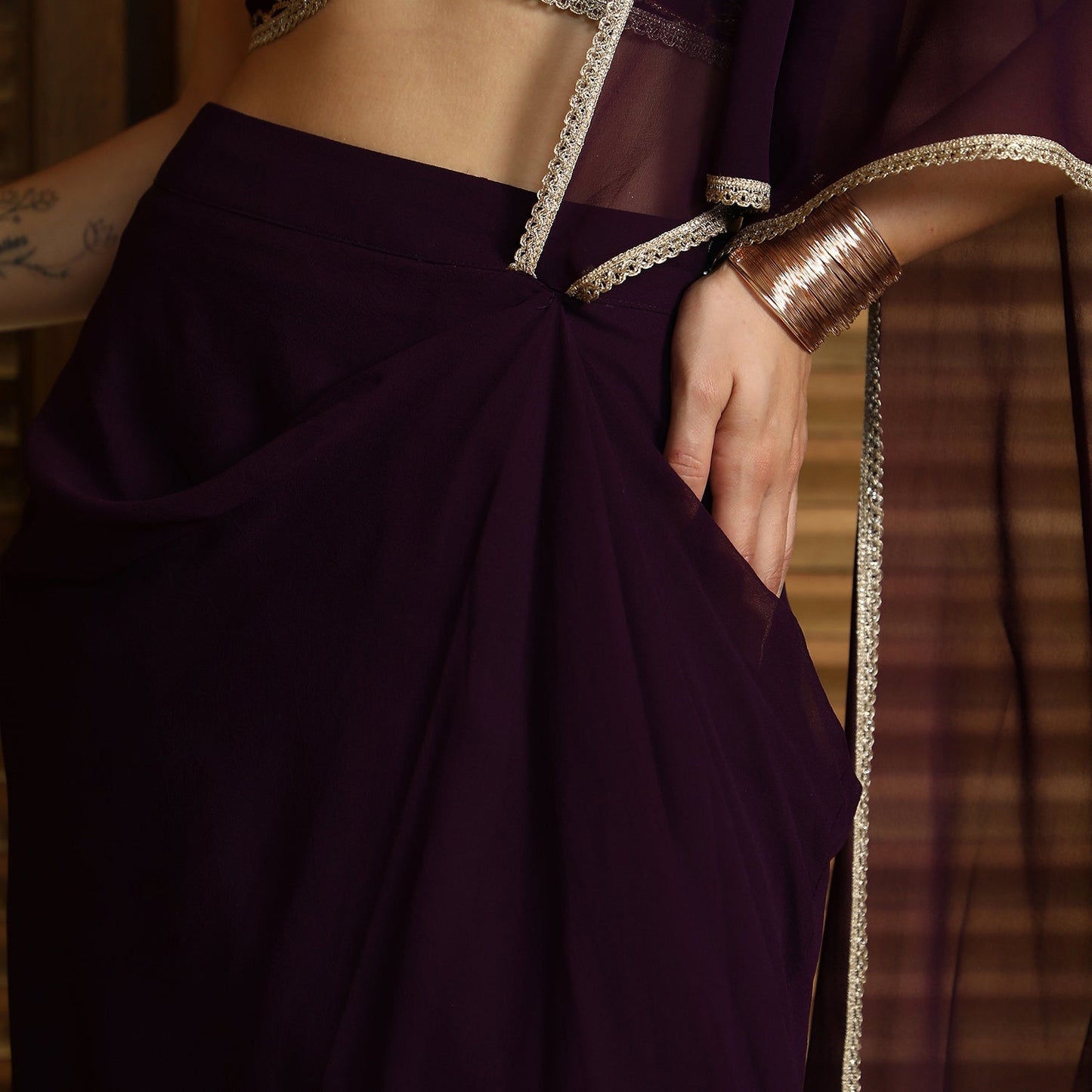 Periwinkle Pre-Draped Saree