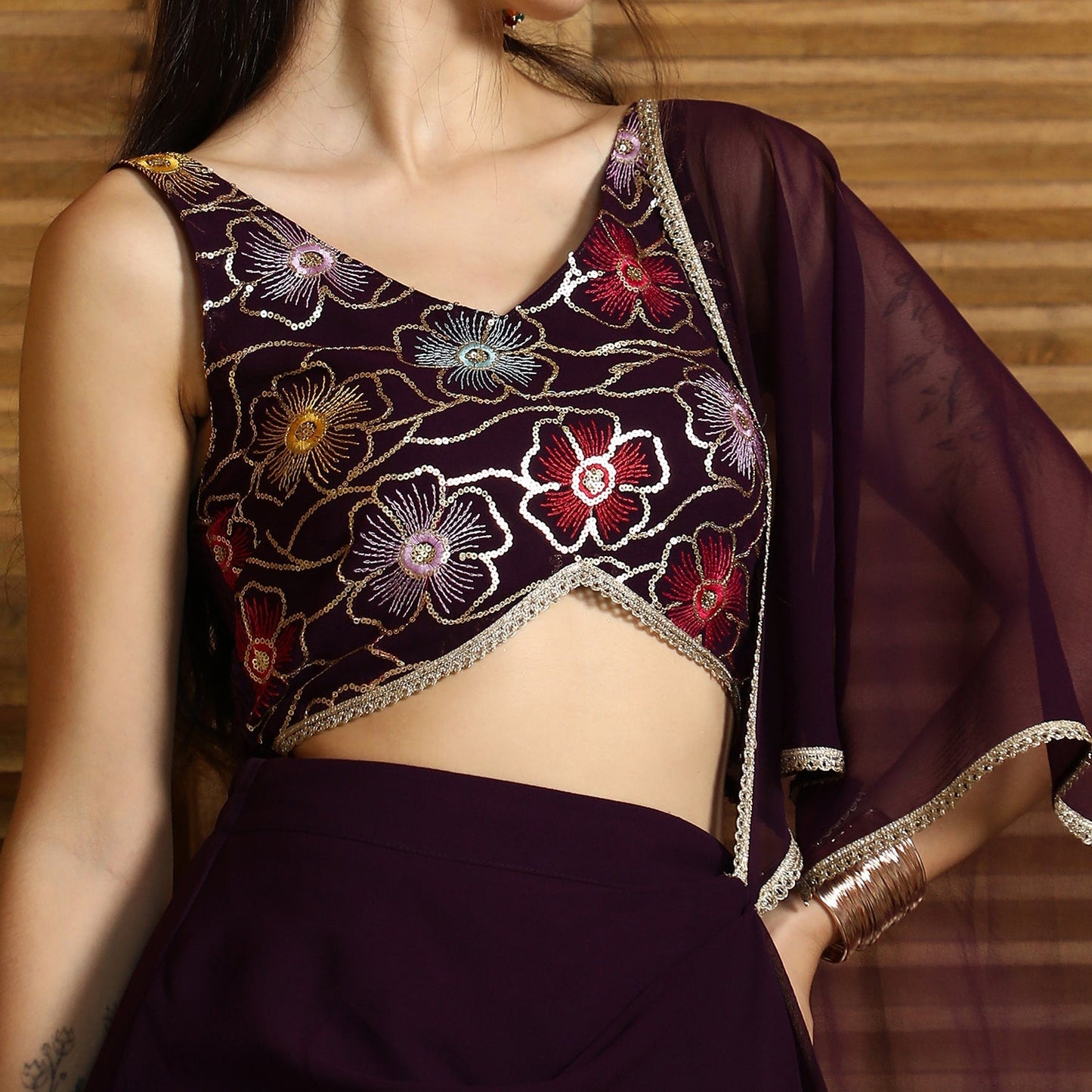 Periwinkle Pre-Draped Saree
