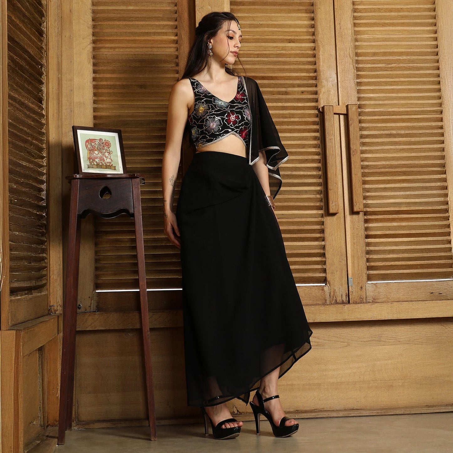Periwinkle Pre-Draped Saree