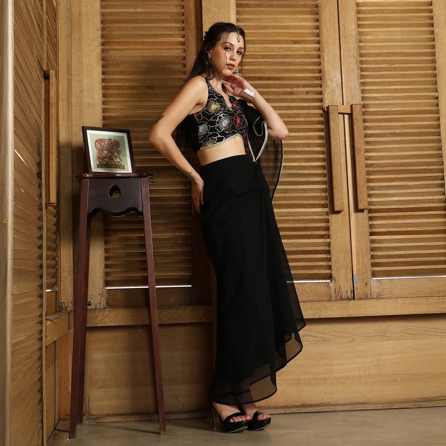 Periwinkle Pre-Draped Saree