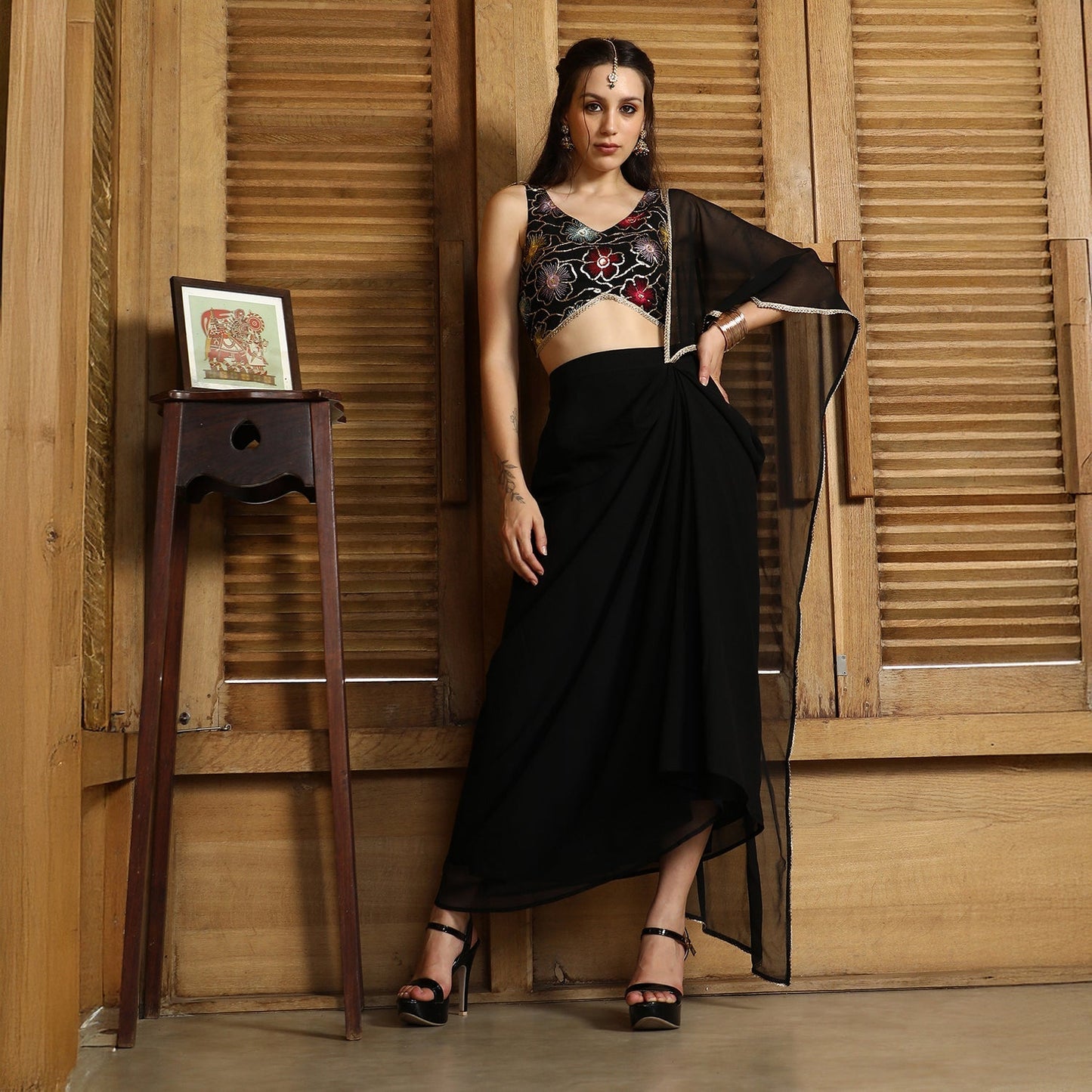 Periwinkle Pre-Draped Saree