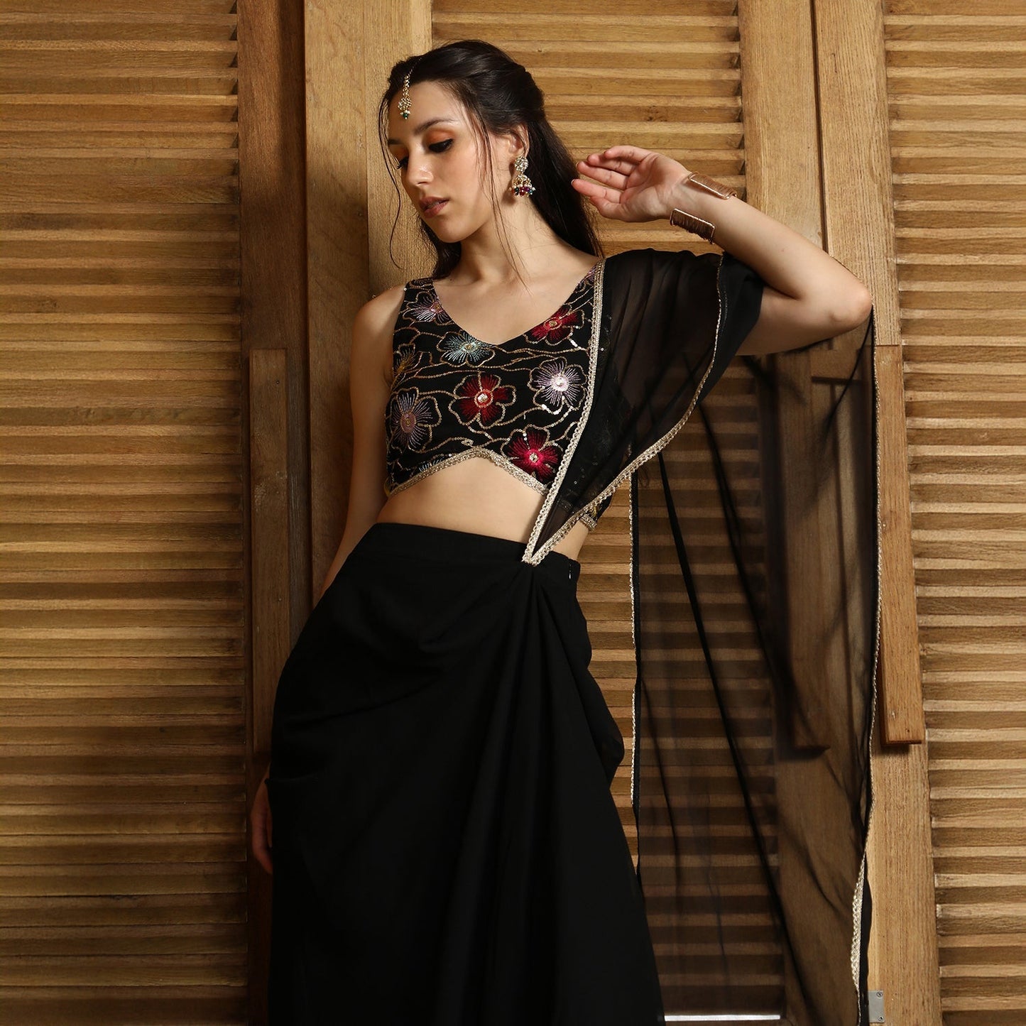 Periwinkle Pre-Draped Saree