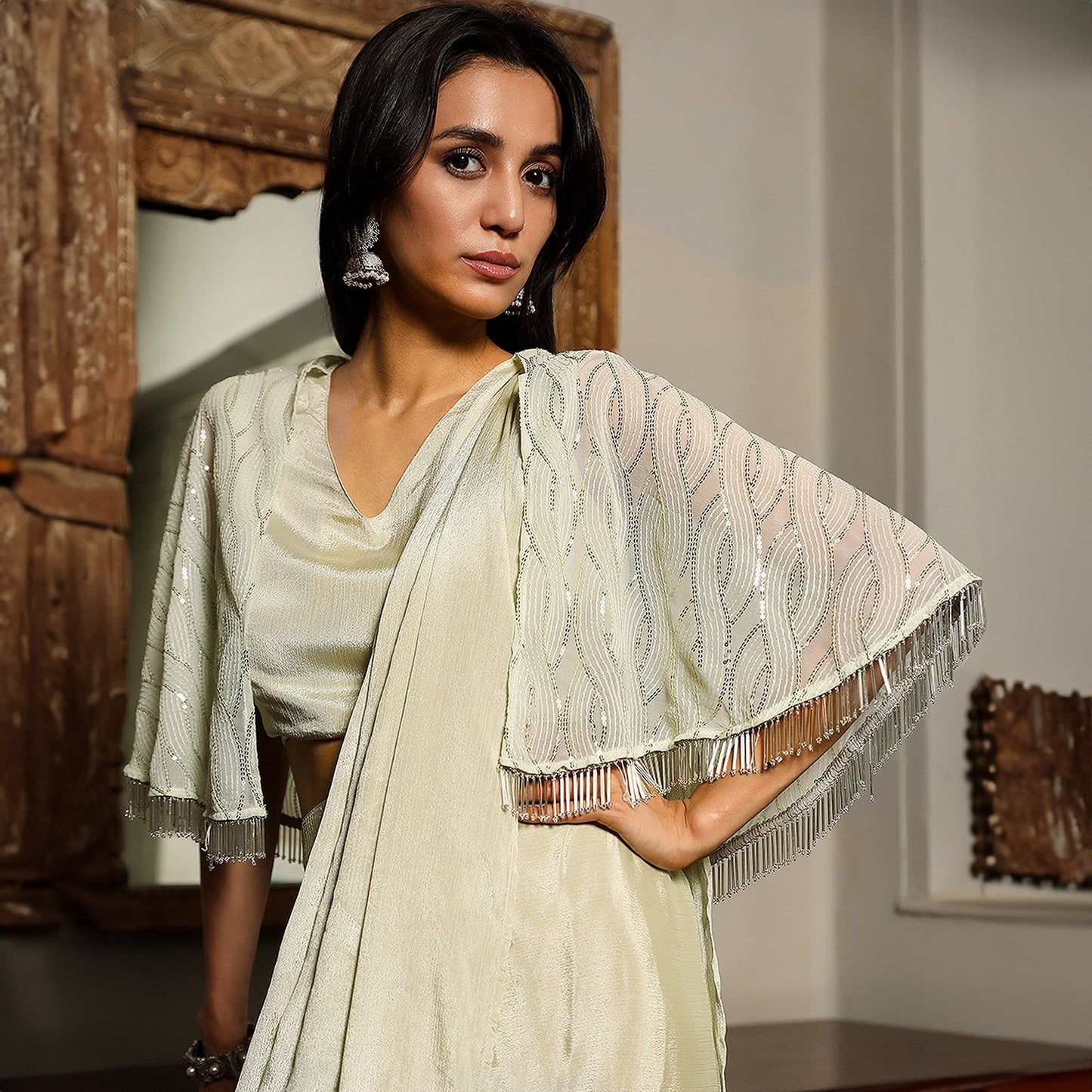 Bijou Cape Pre-Draped Saree