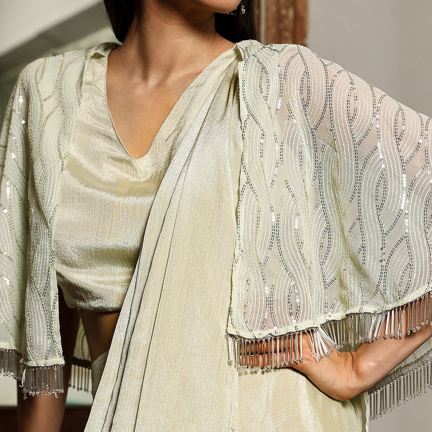 Bijou Cape Pre-Draped Saree