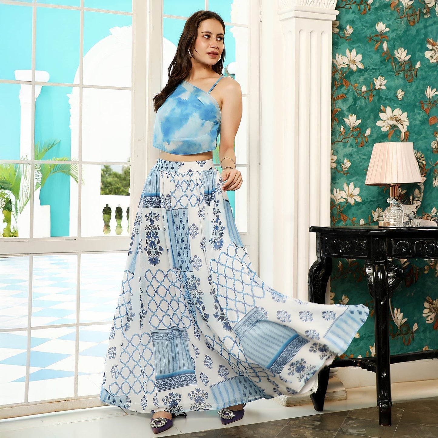 Abstract Floral-Block Imprint Co-Ord Set