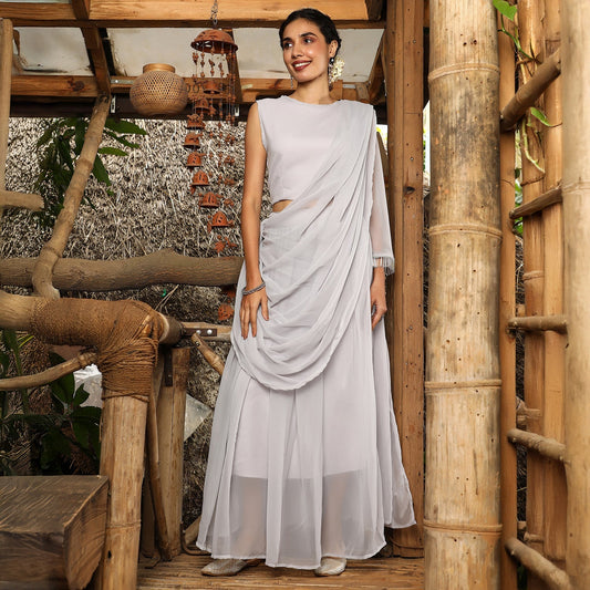 Embellished Lined Pre-Draped Saree