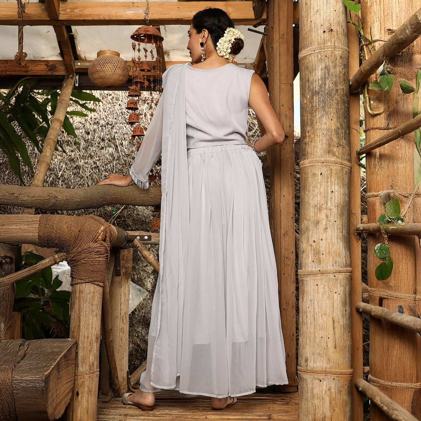 Embellished Lined Pre-Draped Saree