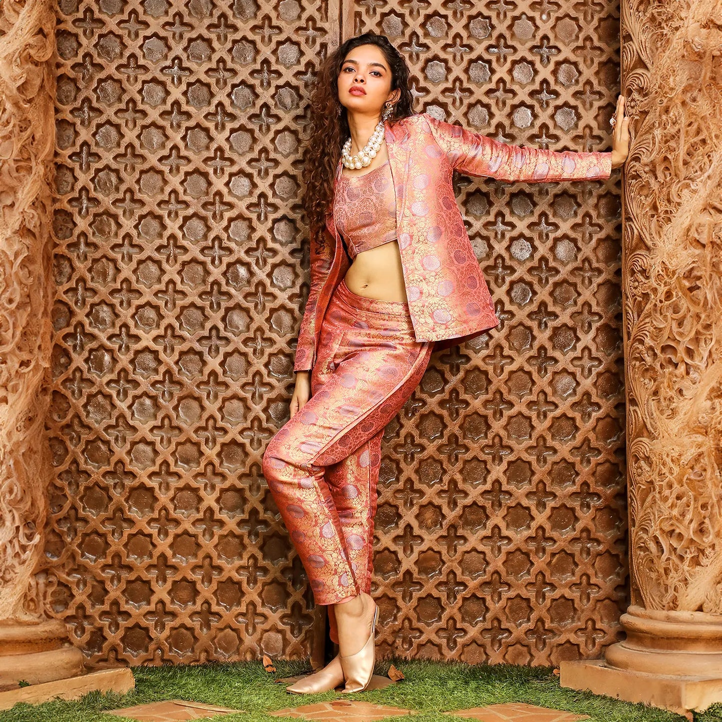 Floral Jaquard Pantsuit