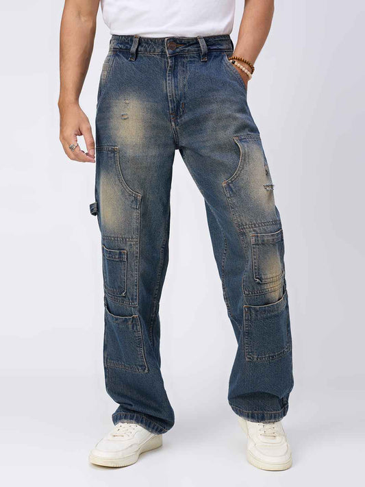 Men's Vintage Patch Pocket Straight Fit Jeans B5IVE