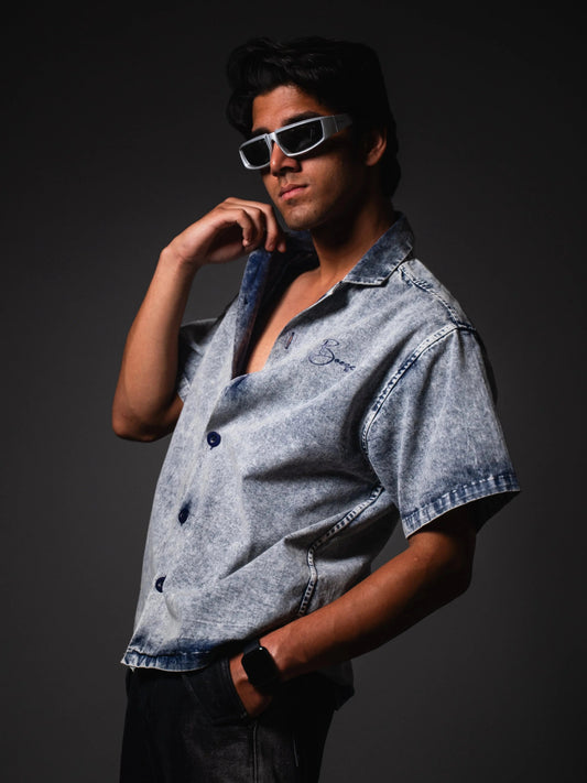 Blue Frost Fade Relaxed Fit Shirt Boozee