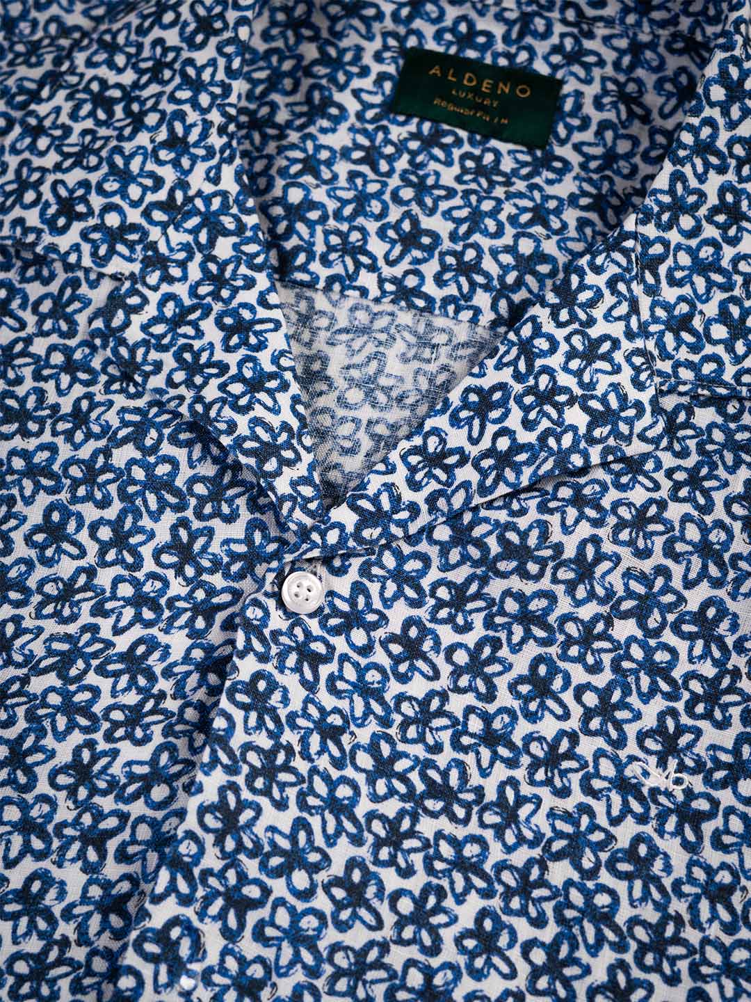 Navy Blue Regular Fit Printed Casual Shirt for Men (ALUAR)
