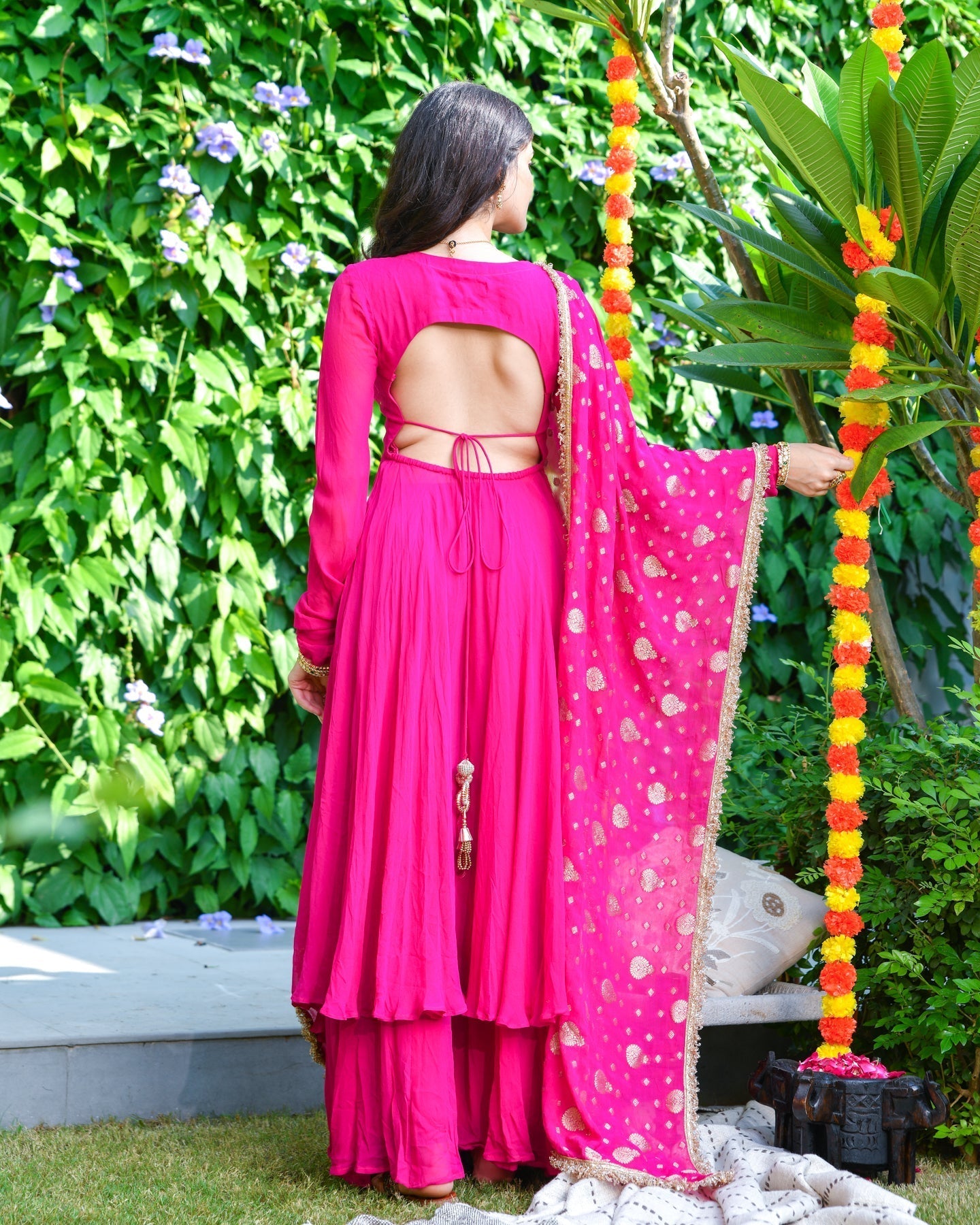 Pink Embroidered Anarkali Suit Set