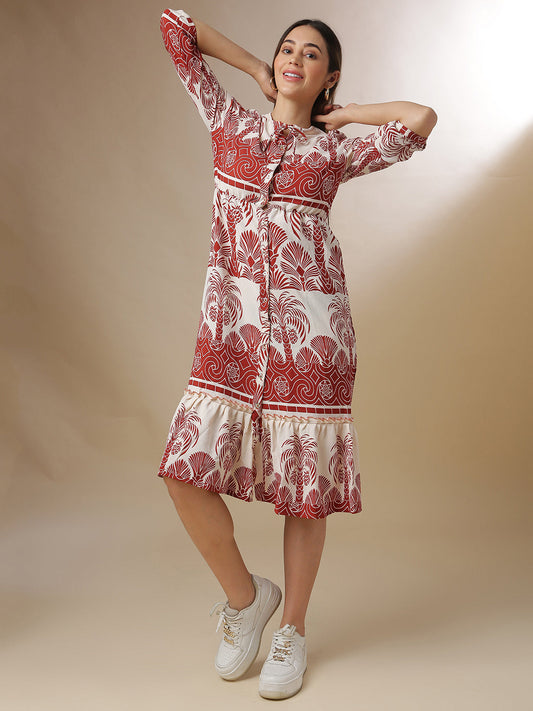 Contrast Tropical Dress