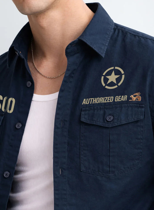 ADRO Mens Cargo Shirts in Regular Fit | Smart Dual Chest Pockets | Military Jacket Style | Teal Shacket Style Cotton Printed Shirt