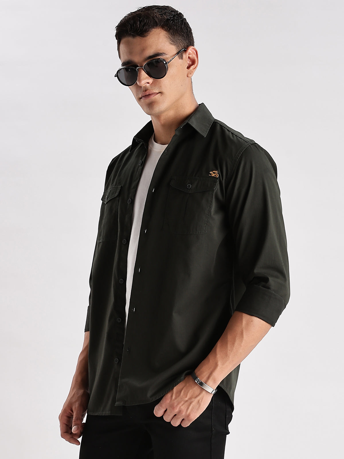 Double Pocket Mens Casual Shirt