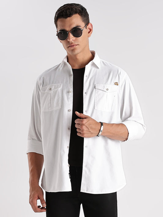 Double Pocket Mens Casual Shirt