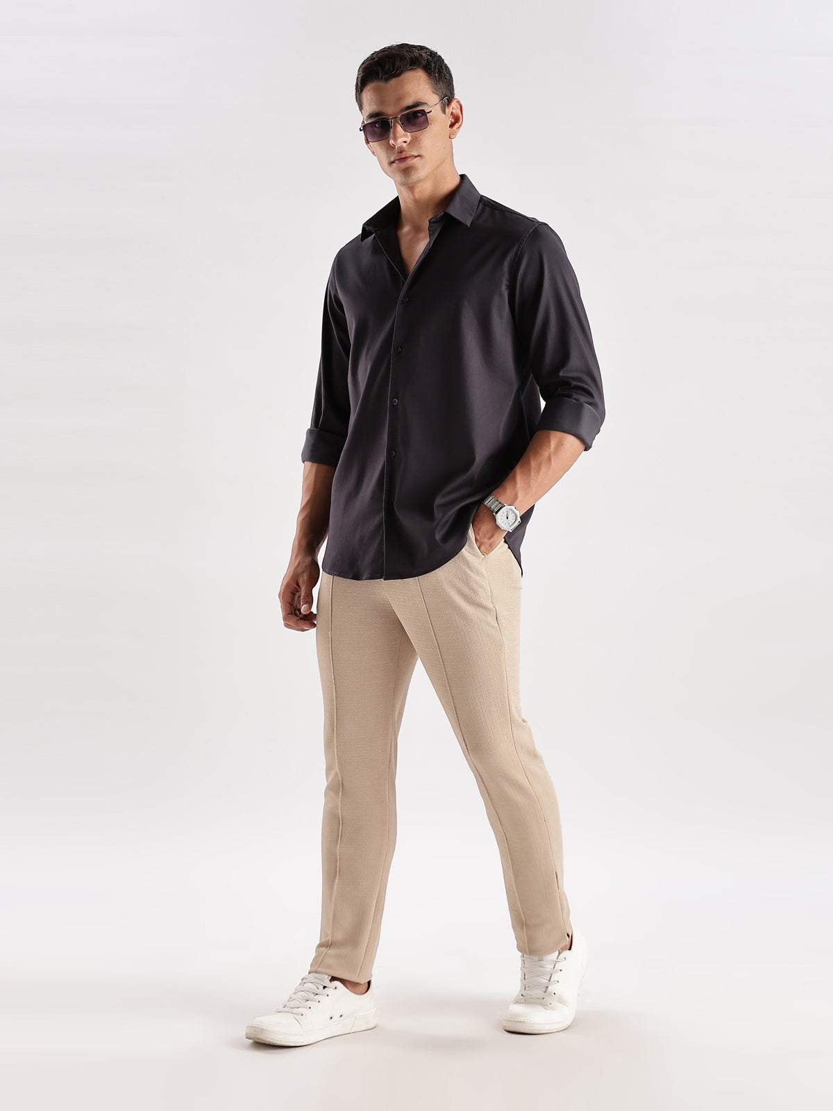 Slim Fit Solid Casual Shirt