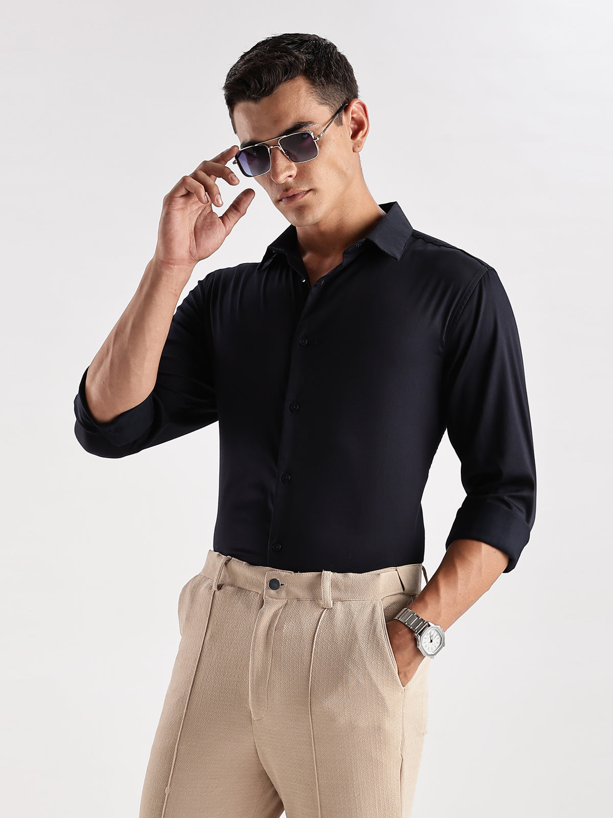 Slim Fit Solid Casual Shirt