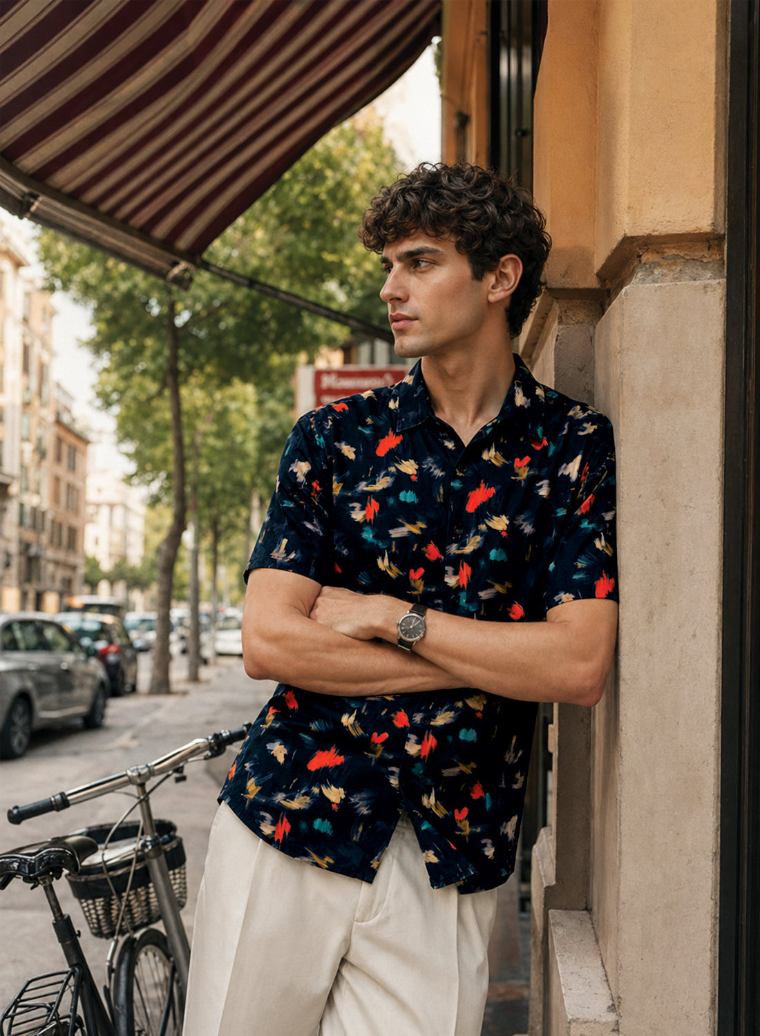 Adro Noir Splash Printed Relaxed Fit Shirt