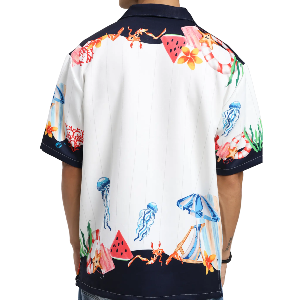 Vacay Club Half-Sleeves Printed White Shirt FLYAF