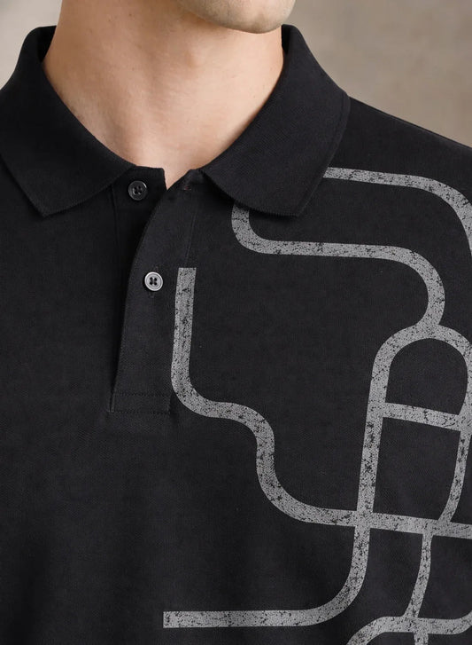 Adro Polo T-Shirt for Men | Allover Printed Polo T Shirt | Cotton Polo Tshirt
