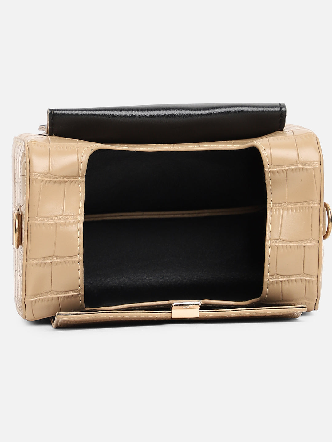 Beige Textured Vegan Leather Handbag