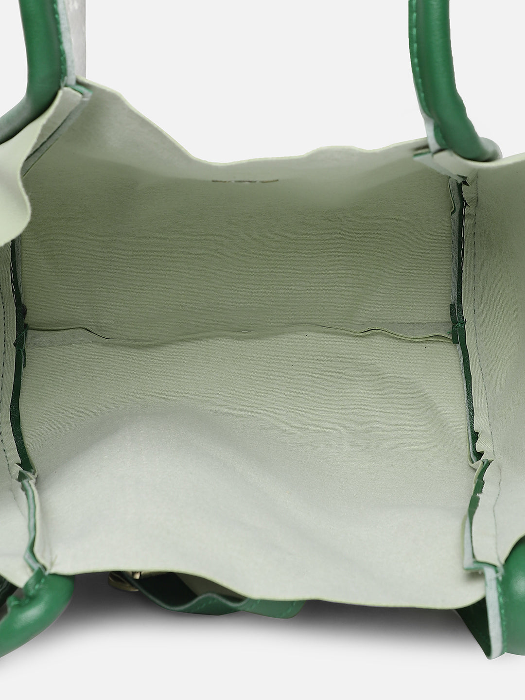 Green Solid Vegan Leather Shoulder Bag