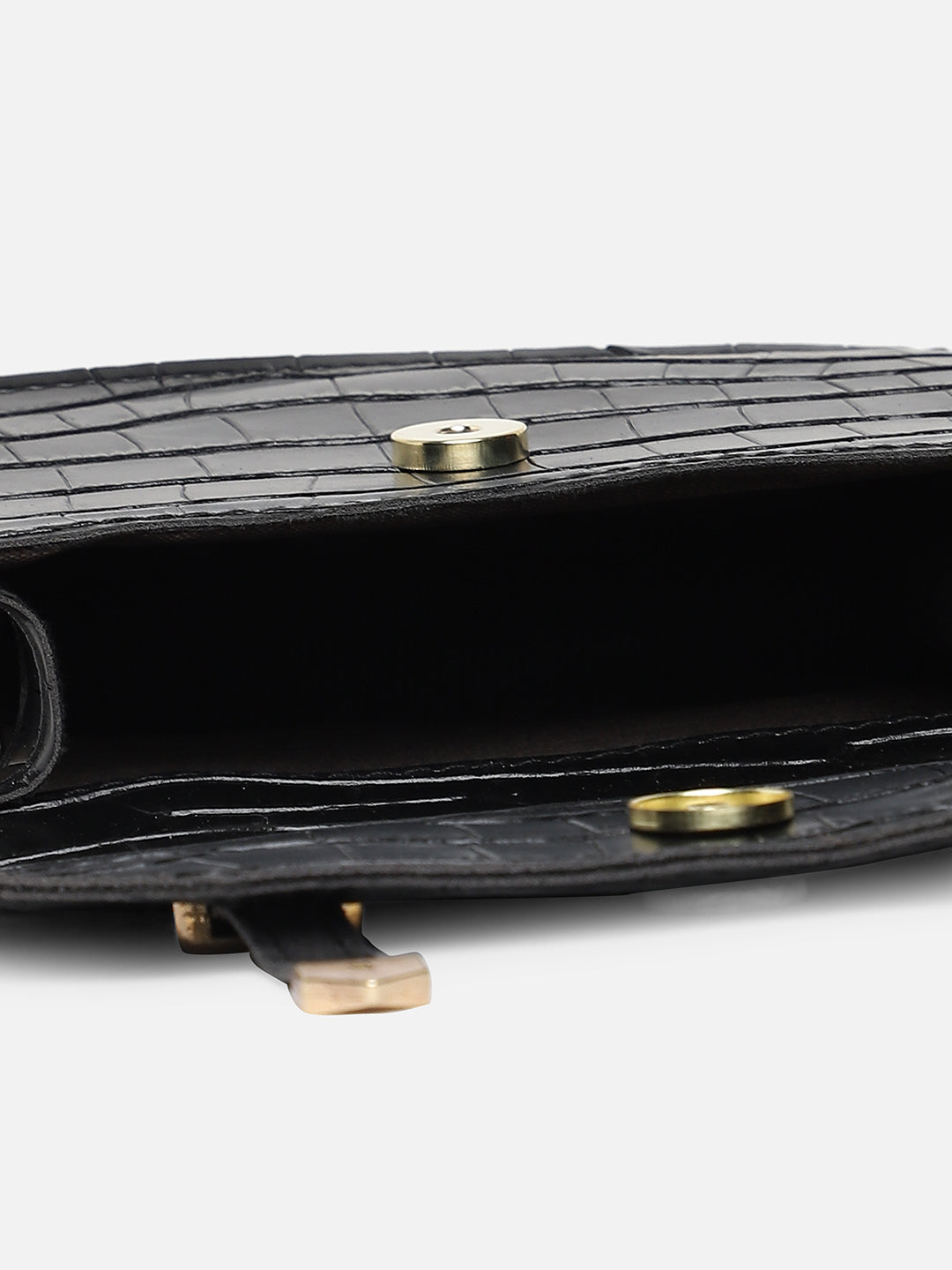Black Textured Vegan Leather Sling Bag