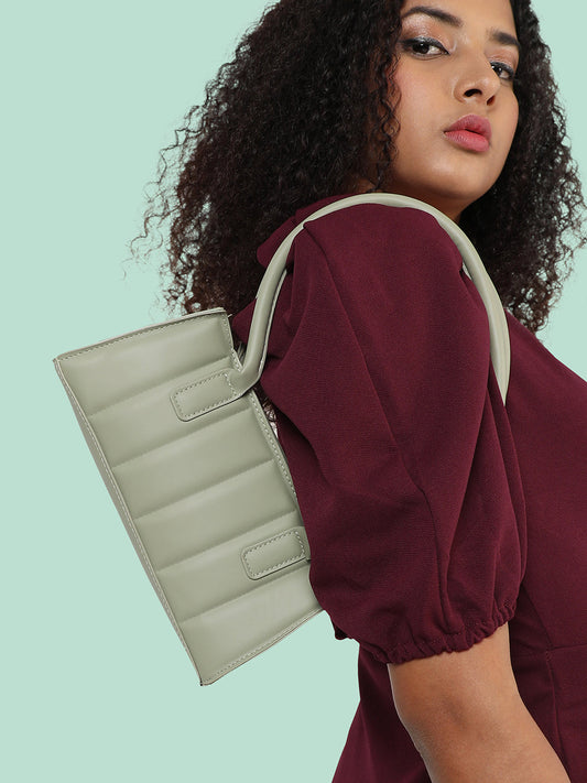 Green Quilted Vegan Leather Shoulder Bag