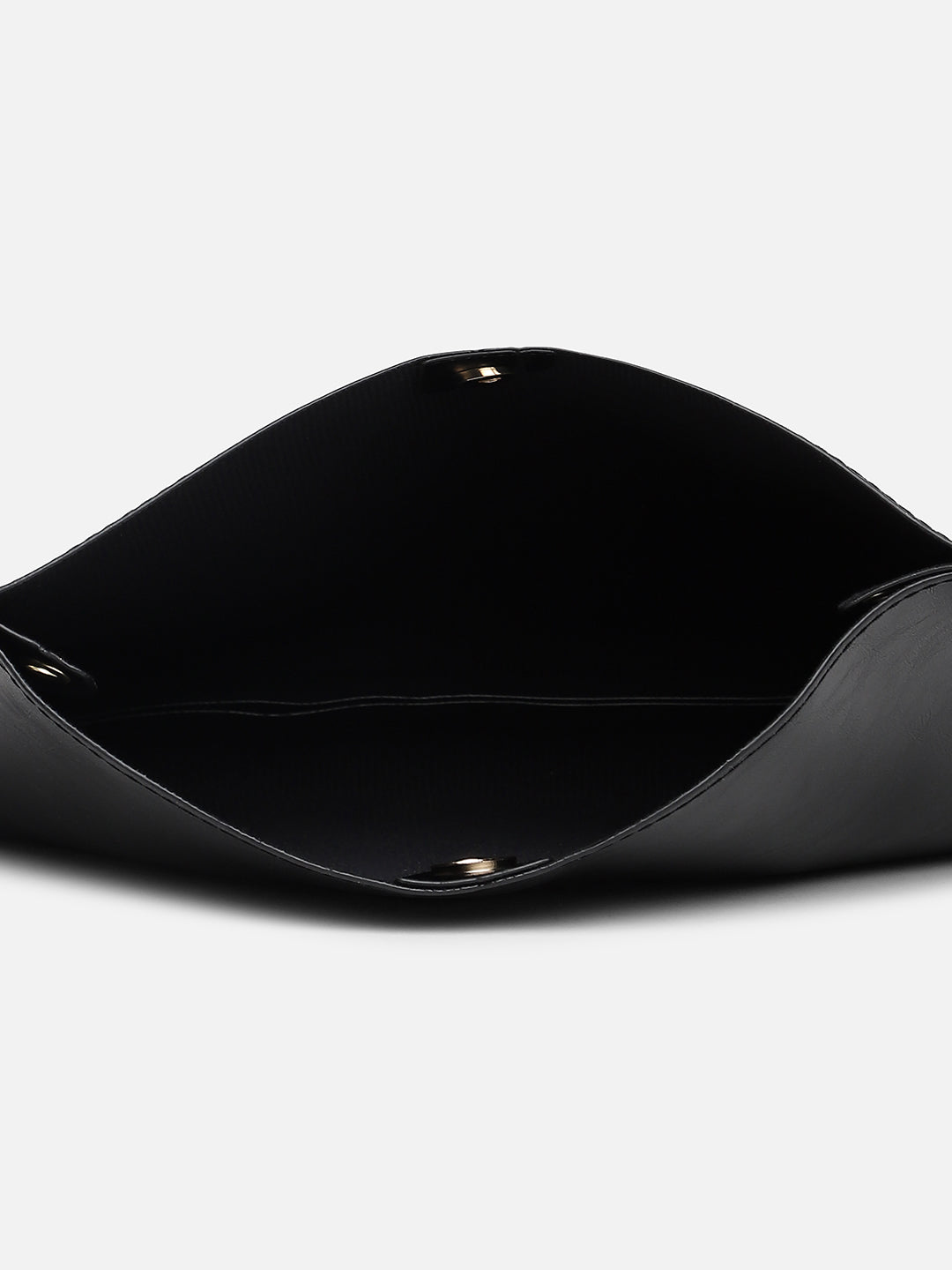 Black Solid Vegan Leather Handbag