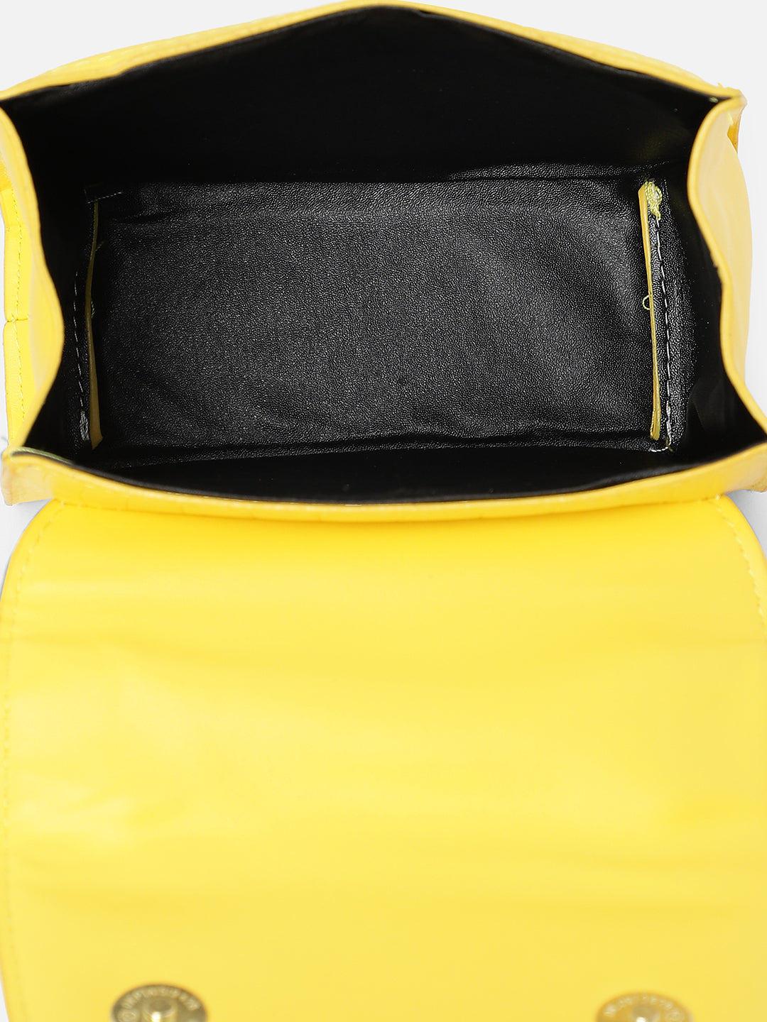 Yellow Solid Vegan Leather Sling Bag