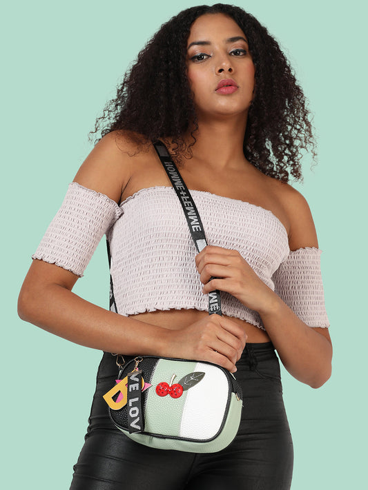Multicolour Colourblocked Vegan Leather Sling Bag