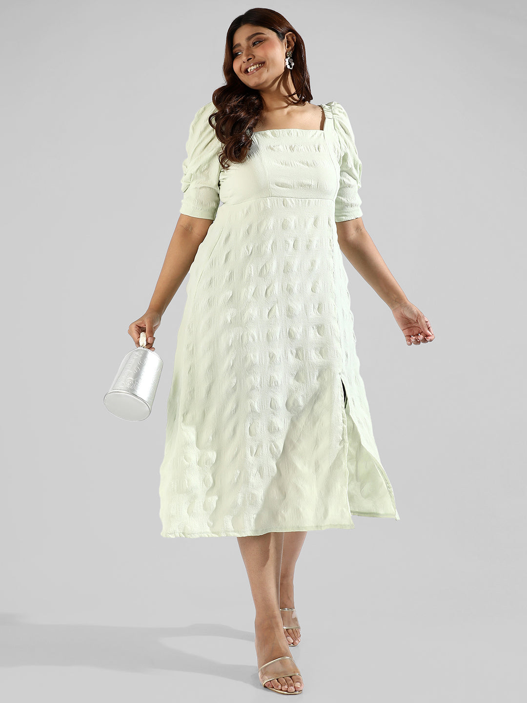 Solid Side Cut Design Stylish Casual Dress