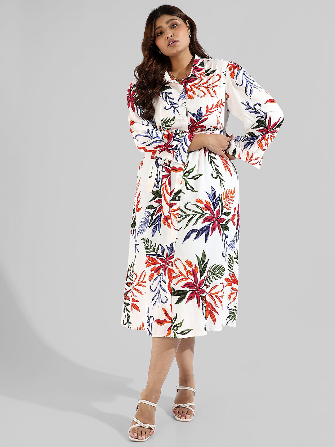 Floral Design, Button Stylish Casual Dresses