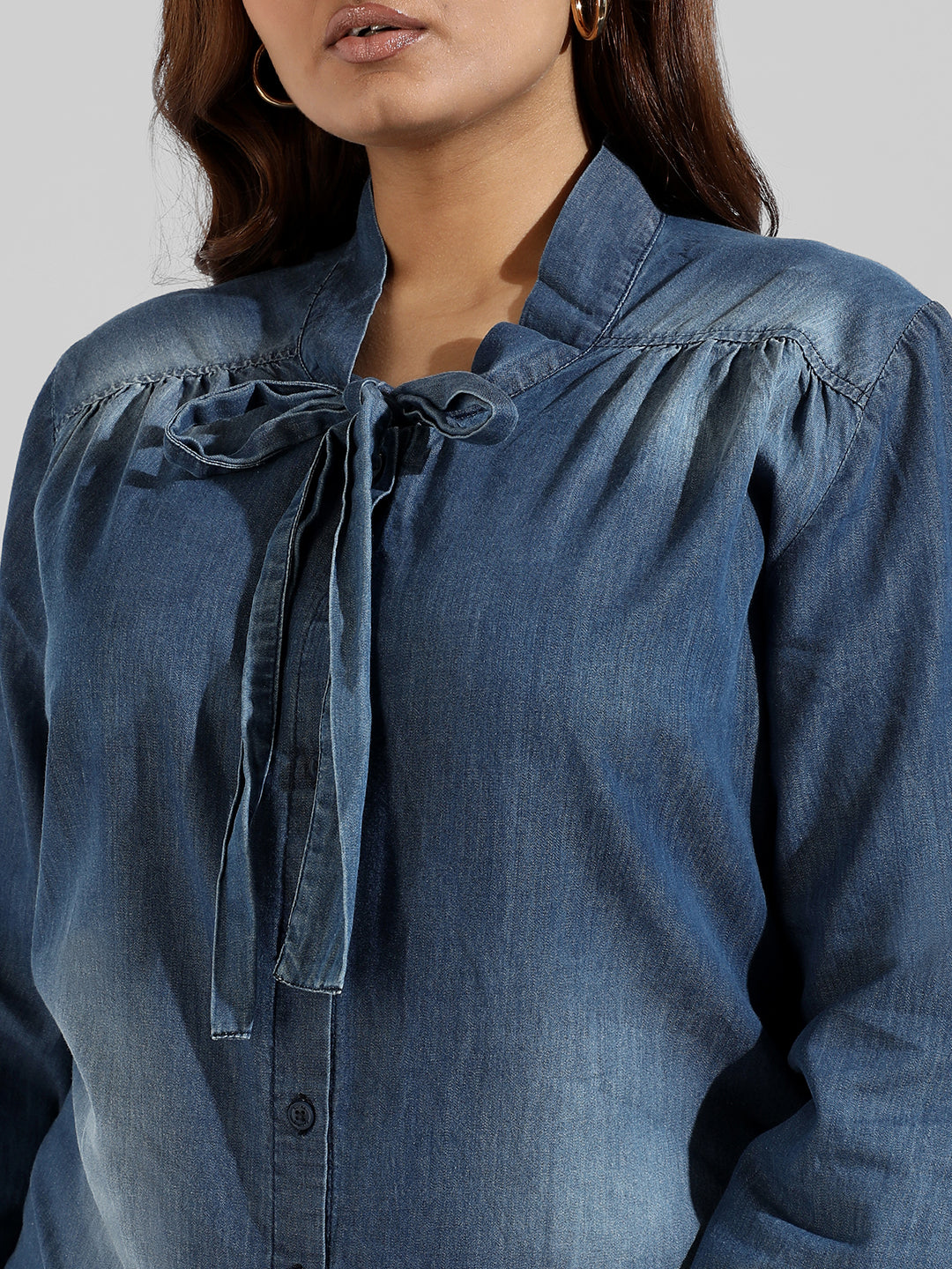 Instafab Plus Women Solid Stylish Denim Shirts