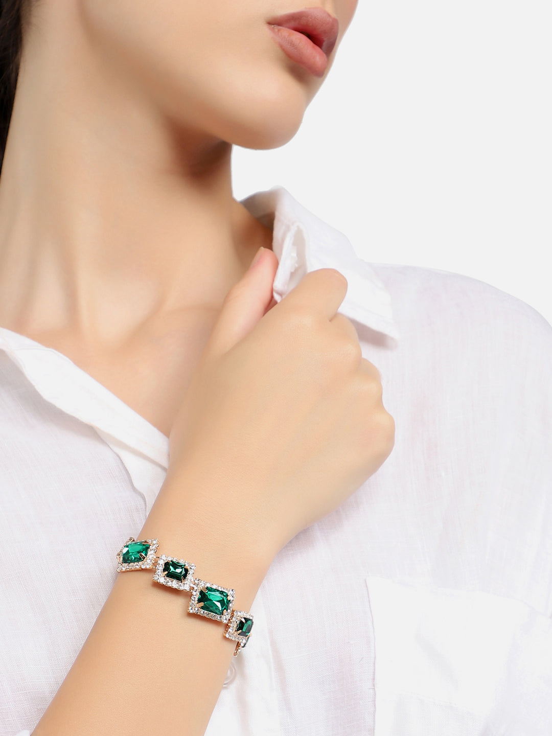 GOLD PLATED PARTY DESIGNER STONE BRACELET FOR WOMEN